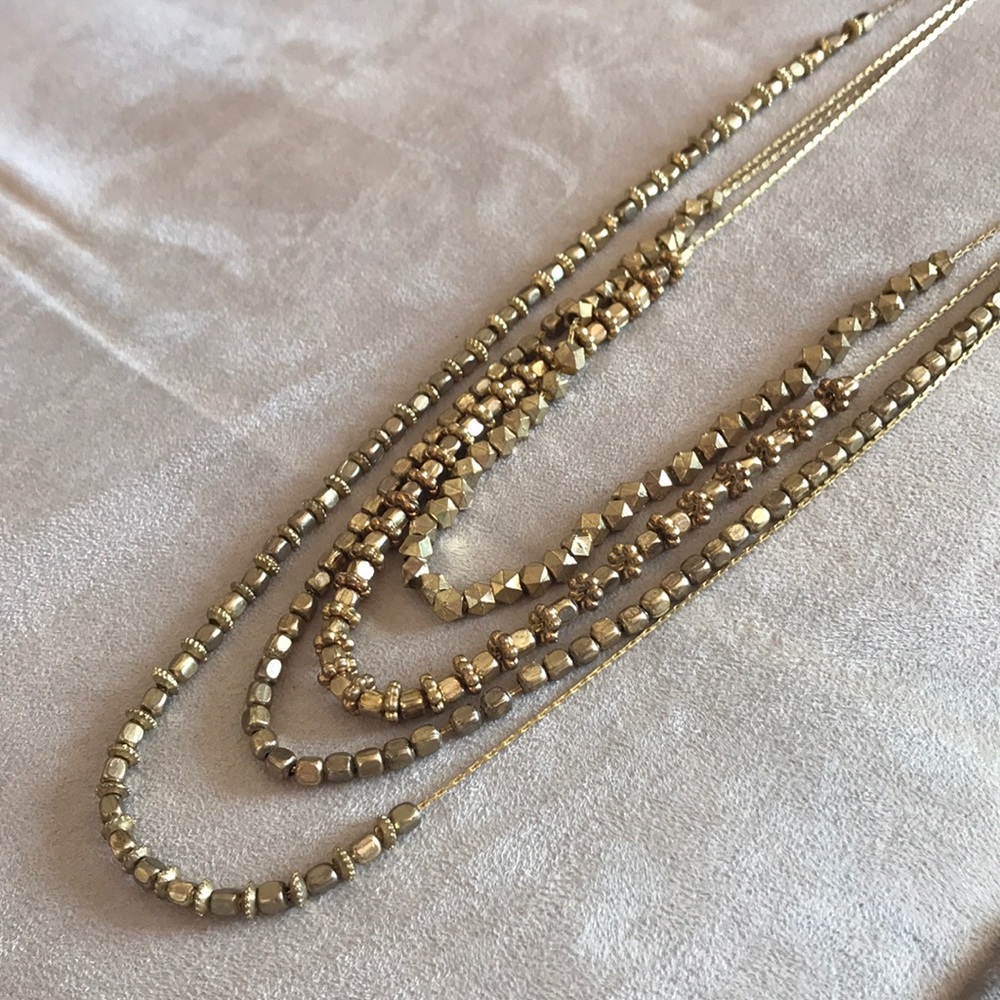 Gold multi-layer long necklace. NEW!